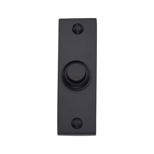 Heritage Brass Rectangular Bell Push Matt Black finish - FB368 - Choice Handles
