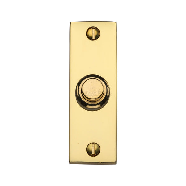 Heritage Brass Rectangular Bell Push Polished Brass finish - FB370 - Choice Handles