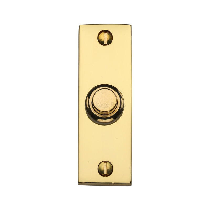 Heritage Brass Rectangular Bell Push Polished Brass finish - FB370 - Choice Handles