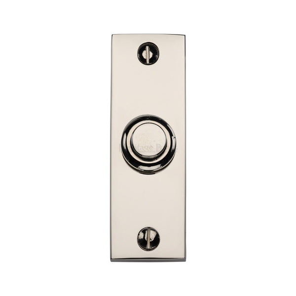 Heritage Brass Rectangular Bell Push Polished Nickel finish - FB372 - Choice Handles