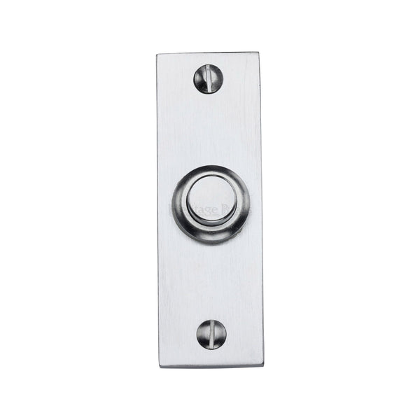 Heritage Brass Rectangular Bell Push Satin Chrome finish - FB374 - Choice Handles