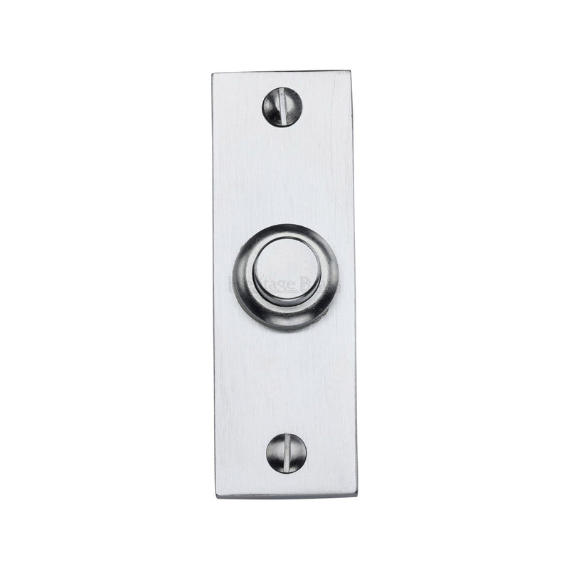Heritage Brass Rectangular Bell Push Satin Chrome finish - FB374 - Choice Handles