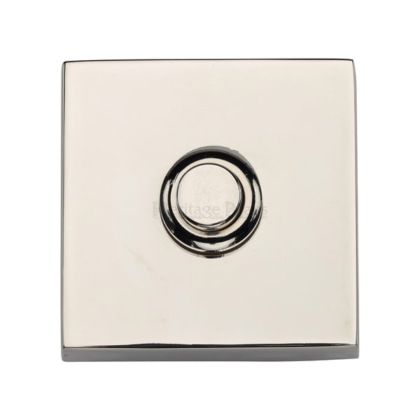 Heritage Brass Square Bell Push Polished Nickel finish - FB389 - Choice Handles