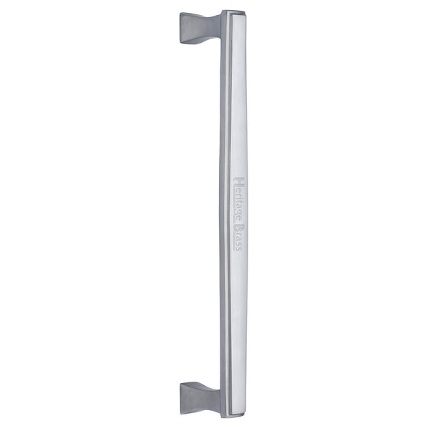 Heritage Brass Door Pull Handle Deco Design 305mm Satin Chrome Finish
 - V1334 305-SC - Choice Handles