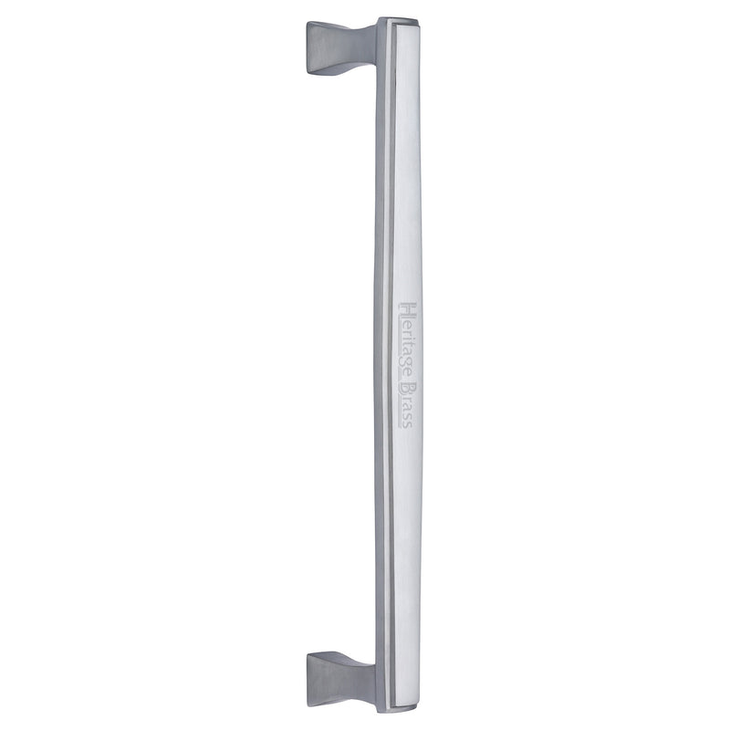 Heritage Brass Door Pull Handle Deco Design 305mm Satin Chrome Finish
 - V1334 305-SC - Choice Handles