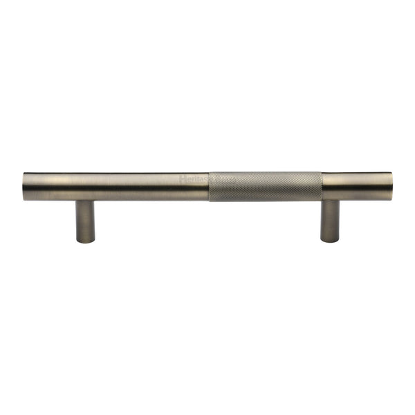 Heritage Brass Door Pull Handle Bar Knurled Design 305mm Antique Brass Finish
 - V1365 305-AT - Choice Handles