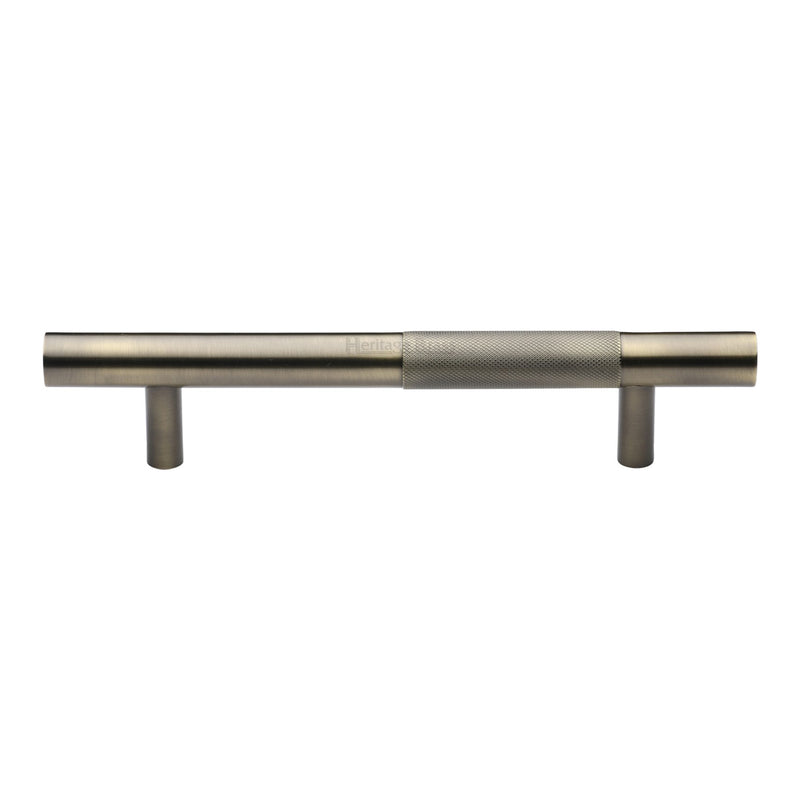 Heritage Brass Door Pull Handle Bar Knurled Design 305mm Antique Brass Finish
 - V1365 305-AT - Choice Handles