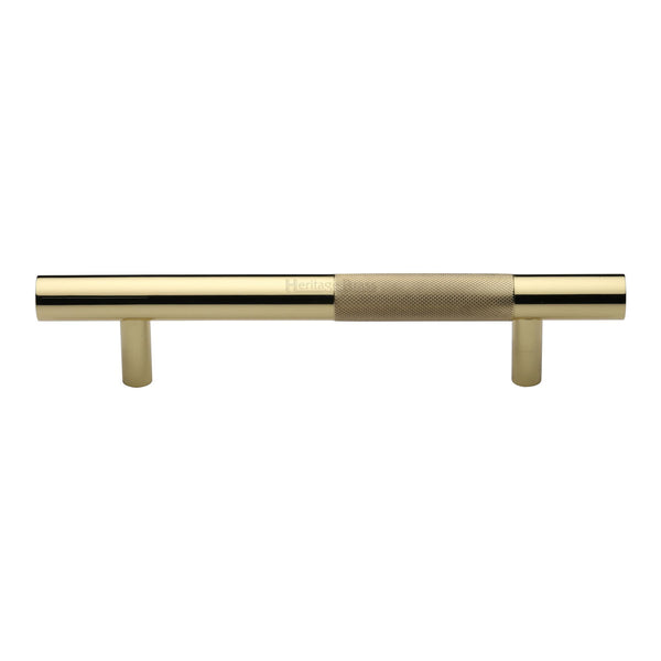 Heritage Brass Door Pull Handle Bar Knurled Design 305mm Polished Brass Finish
 - V1365 305-PB - Choice Handles