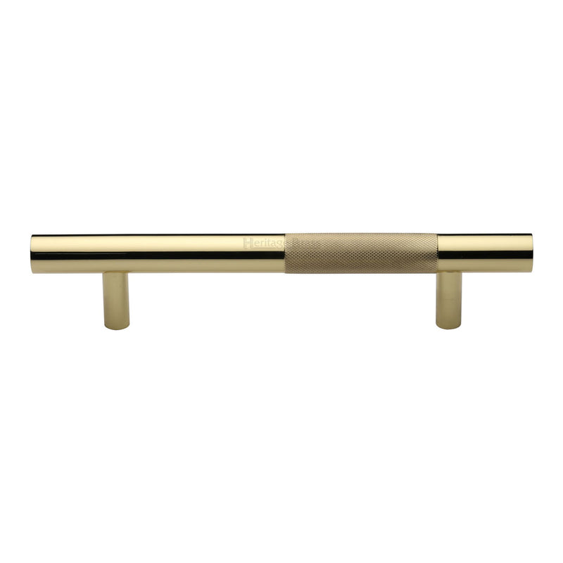Heritage Brass Door Pull Handle Bar Knurled Design 305mm Polished Brass Finish
 - V1365 305-PB - Choice Handles