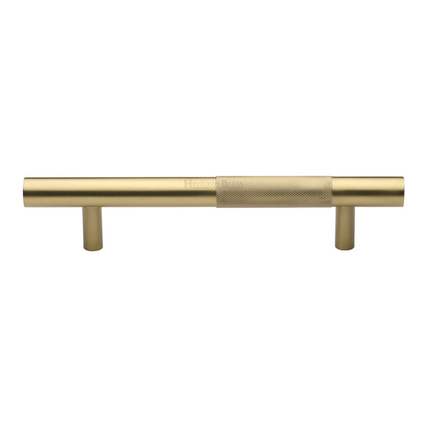 Heritage Brass Door Pull Handle Bar Knurled Design 305mm Satin Brass Finish
 - V1365 305-SB - Choice Handles