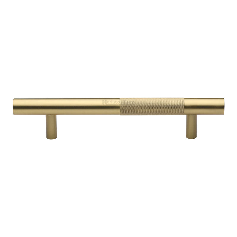 Heritage Brass Door Pull Handle Bar Knurled Design 305mm Satin Brass Finish
 - V1365 305-SB - Choice Handles