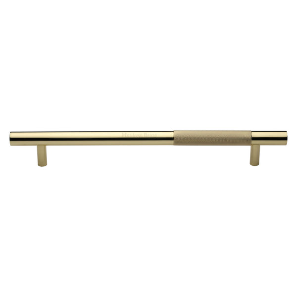 Heritage Brass Door Pull Handle Bar Knurled Design 457mm Polished Brass Finish
 - V1365 457-PB - Choice Handles