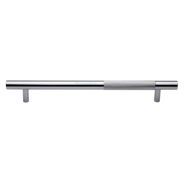 Heritage Brass Door Pull Handle Bar Knurled Design 457mm& Polished Chrome Finish
 - V1365 457-PC - Choice Handles