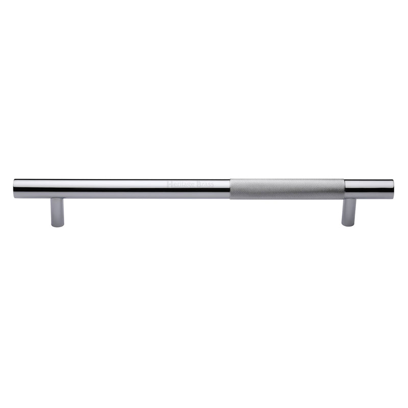 Heritage Brass Door Pull Handle Bar Knurled Design 457mm& Polished Chrome Finish
 - V1365 457-PC - Choice Handles