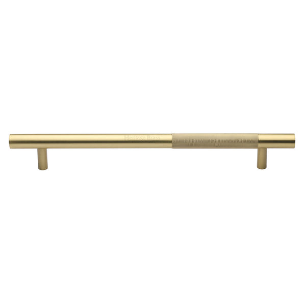 Heritage Brass Door Pull Handle Bar Knurled Design 457mm Satin Brass Finish
 - V1365 457-SB - Choice Handles