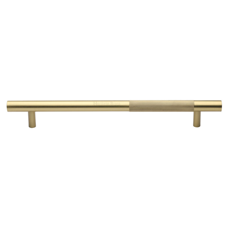 Heritage Brass Door Pull Handle Bar Knurled Design 457mm Satin Brass Finish
 - V1365 457-SB - Choice Handles