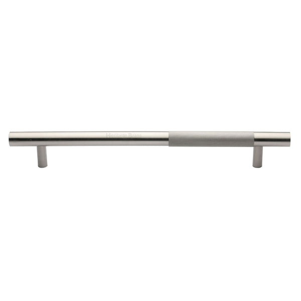 Heritage Brass Door Pull Handle Bar Knurled Design 457mm Satin Nickel Finish
 - V1365 457-SN