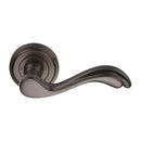 Heritage Brass Door Handle Lever Latch on Round Rose Lisboa Design Matt Bronze finish - V1601-MB - Choice Handles