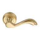 Heritage Brass Door Handle Lever Latch on Round Rose Lisboa Design Satin Brass finish - V1601-SB - Choice Handles