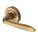 Heritage Brass Door Handle Lever Latch on Round Rose Sutton Design Antique finish - V1750-AT - Choice Handles