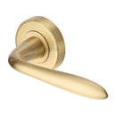 Heritage Brass Door Handle Lever Latch on Round Rose Sutton Design Satin Brass finish - V1750-SB - Choice Handles