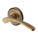 Heritage Brass Door Handle Lever Latch on Round Rose Sophia Design Antique finish - V1900-AT - Choice Handles