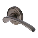 Heritage Brass Door Handle Lever Latch on Round Rose Sophia Design Matt Bronze finish - V1900-MB - Choice Handles