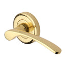 Heritage Brass Door Handle Lever Latch on Round Rose Sophia Design Polished Brass finish - V1900-PB - Choice Handles