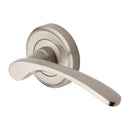 Heritage Brass Door Handle Lever Latch on Round Rose Sophia Design Satin Nickel finish - V1900-SN - Choice Handles