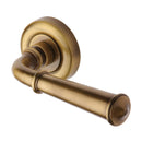 Heritage Brass Door Handle Lever Latch on Round Rose Colonial Design Antique finish - V1932-AT - Choice Handles