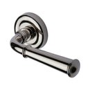 Heritage Brass Door Handle Lever Latch on Round Rose Colonial Design Polished Nickel finish - V1932-PNF - Choice Handles