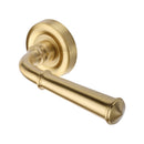 Heritage Brass Door Handle Lever Latch on Round Rose Colonial Design Satin Brass finish - V1932-SB - Choice Handles