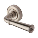 Heritage Brass Door Handle Lever Latch on Round Rose Colonial Design Satin Nickel finish - V1932-SN - Choice Handles
