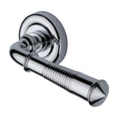 Heritage Brass Door Handle Lever on Rose Reeded Colonial Design Polished Chrome Finish
 - V1936-PC - Choice Handles