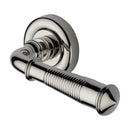 Heritage Brass Door Handle Lever on Rose Reeded Colonial Design Polished Nickel Finish
 - V1936-PNF - Choice Handles