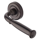 Heritage Brass Door Handle Lever Latch on Round Rose Lincoln Design Matt Bronze finish
UK Registered Design Number 6228268 - V1938-MB - Choice Handles