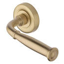 Heritage Brass Door Handle Lever Latch on Round Rose Lincoln Design Satin Brass finish
UK Registered Design Number 6228268 - V1938-SB - Choice Handles