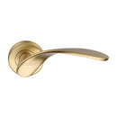 Heritage Brass Door Handle Lever Latch on Round Rose Volo Design Satin Brass finish - V1950-SB - Choice Handles