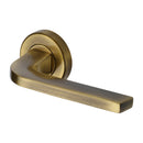 Heritage Brass Door Handle Lever on Rose Bellagio Design Antique Finish - V2015-AT - Choice Handles