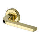 Heritage Brass Door Handle Lever on Rose Bellagio Design Polished Brass Finish - V2015-PB - Choice Handles