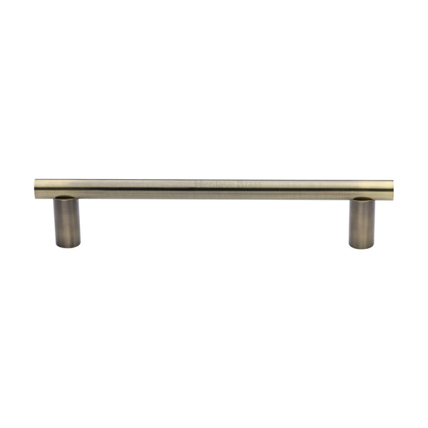 Heritage Brass Door Pull Handle & Round Bar Design 336mm Antique Brass Finish
 - V2059 336-AT - Choice Handles