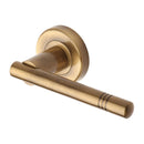 Heritage Brass Door Handle Lever Latch on Round Rose Alicia Design Antique finish - V2100-AT - Choice Handles
