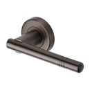 Heritage Brass Door Handle Lever Latch on Round Rose Alicia Design Matt Bronze finish
 - V2100-MB - Choice Handles