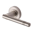 Heritage Brass Door Handle Lever Latch on Round Rose Alicia Design Satin Nickel finish - V2100-SN - Choice Handles