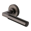 Heritage Brass Door Handle Lever on Rose Bauhaus Design Matt Bronze Finish - V2259-MB - Choice Handles