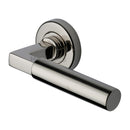Heritage Brass Door Handle Lever on Rose Bauhaus Design Polished Nickel Finish - V2259-PNF - Choice Handles