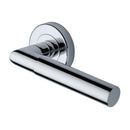 Heritage Brass Door Handle Lever on Rose Bauhaus Mitre Design Polished Chrome&nbsp;Finish
 - V2270-PC - Choice Handles