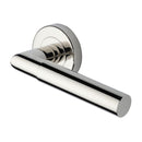 Heritage Brass Door Handle Lever on Rose Bauhaus Mitre Design Polished Nickel Finish
 - V2270-PNF - Choice Handles