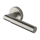 Heritage Brass Door Handle Lever on Rose Bauhaus Mitre Design Satin Nickel Finish
 - V2270-SN - Choice Handles