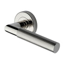 Heritage Brass Door Handle Lever Latch on Round Rose Bauhaus Mitre Knurled Design Polished Nickel finish
 - V2272-PNF - Choice Handles